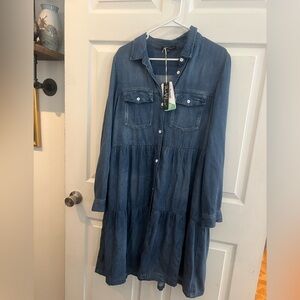 Velvet Heart Indigo Denim Shirt Dress sz L